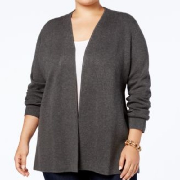 Charter Club Deep Black Open-Front Cardigan - Picture 5 of 5